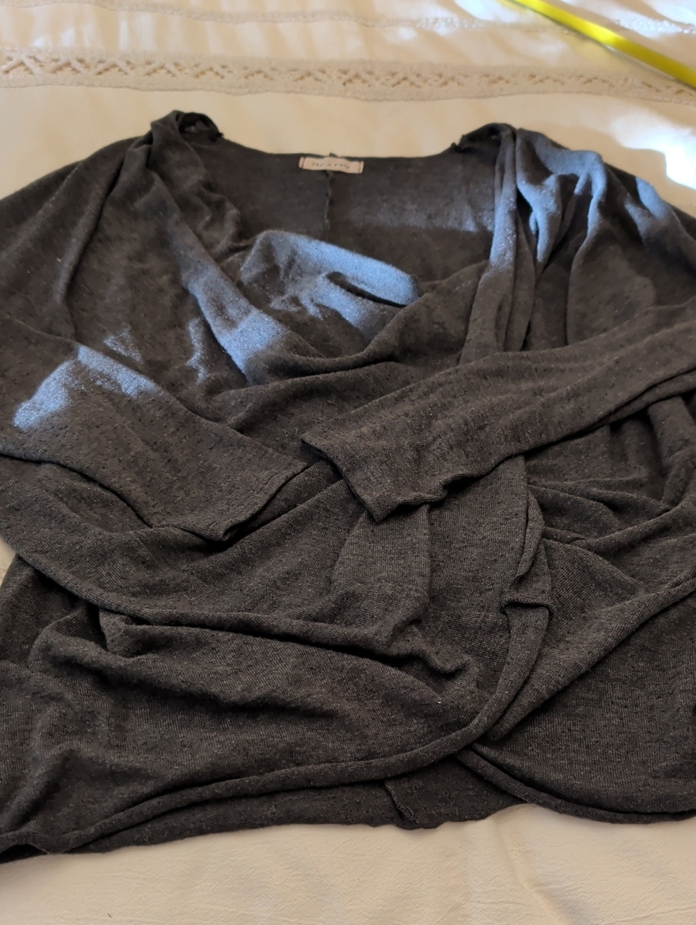 tea n rose Charcoal Gray Cowl Neck Draped Sweater